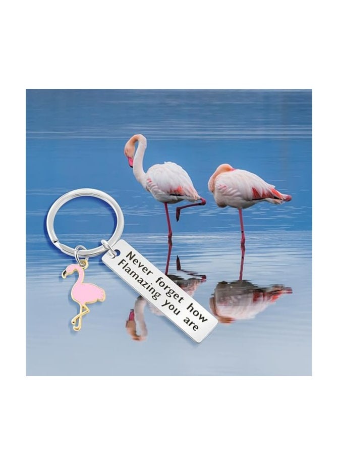 Motivational Flamingo Keychain for Women Men