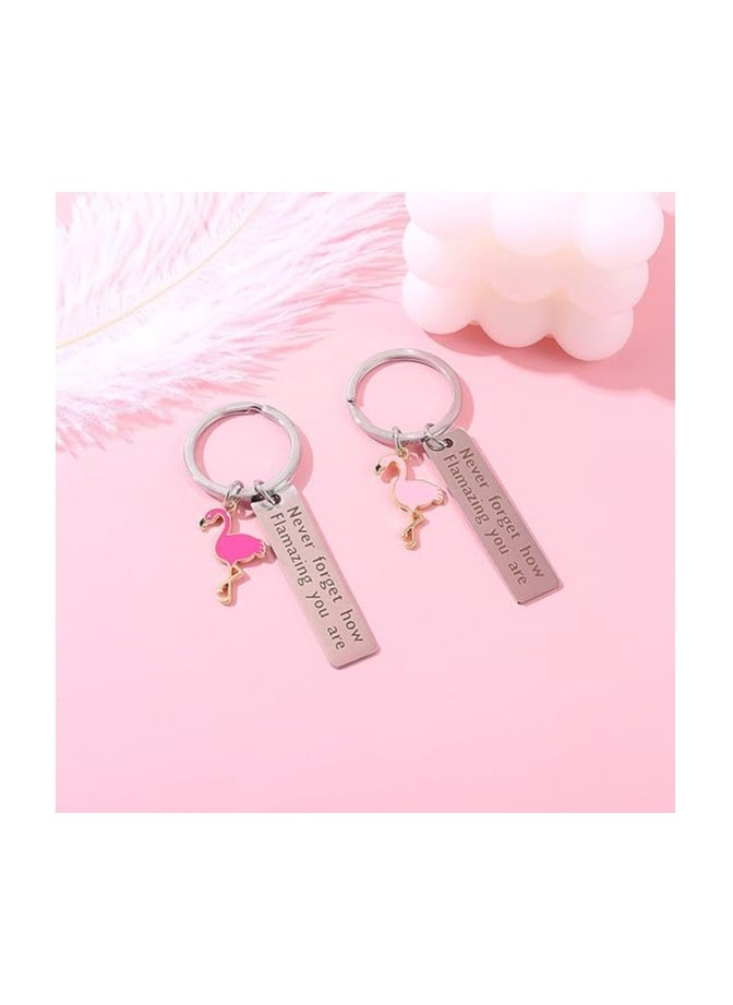 Motivational Flamingo Keychain for Women Men