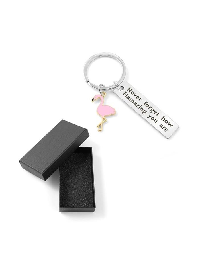 Motivational Flamingo Keychain for Women Men