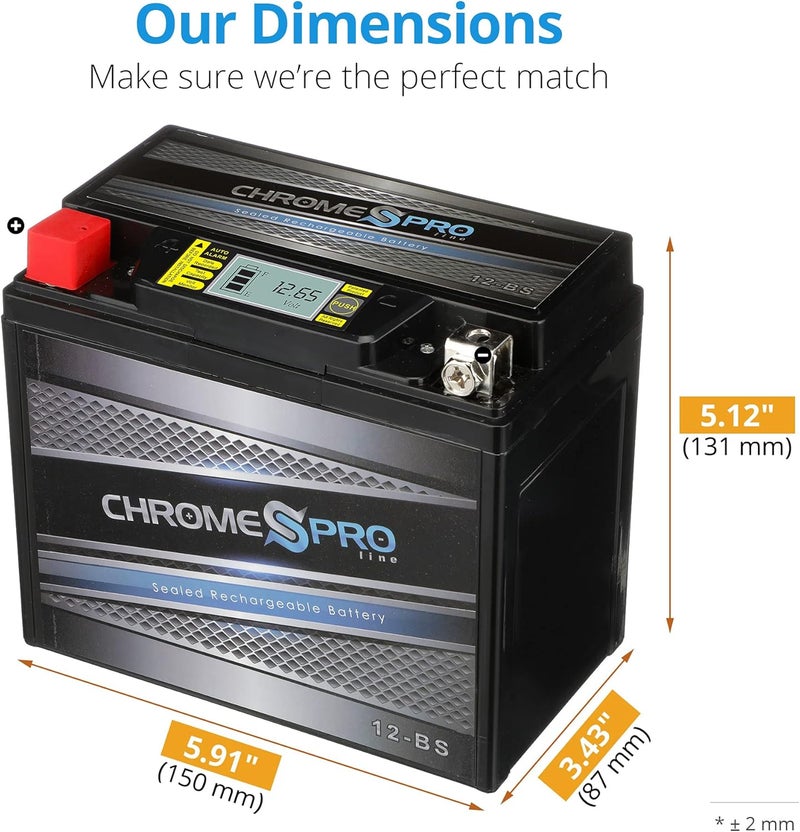 Chrome S Pro iGel 12-BS Maintenance-Free 12V 11Ah Battery Replacement for ATV, Motorcycle, Jet Skis, Scooter, UTV, and More - Nut and Bolt (T3) Terminal - Image 2