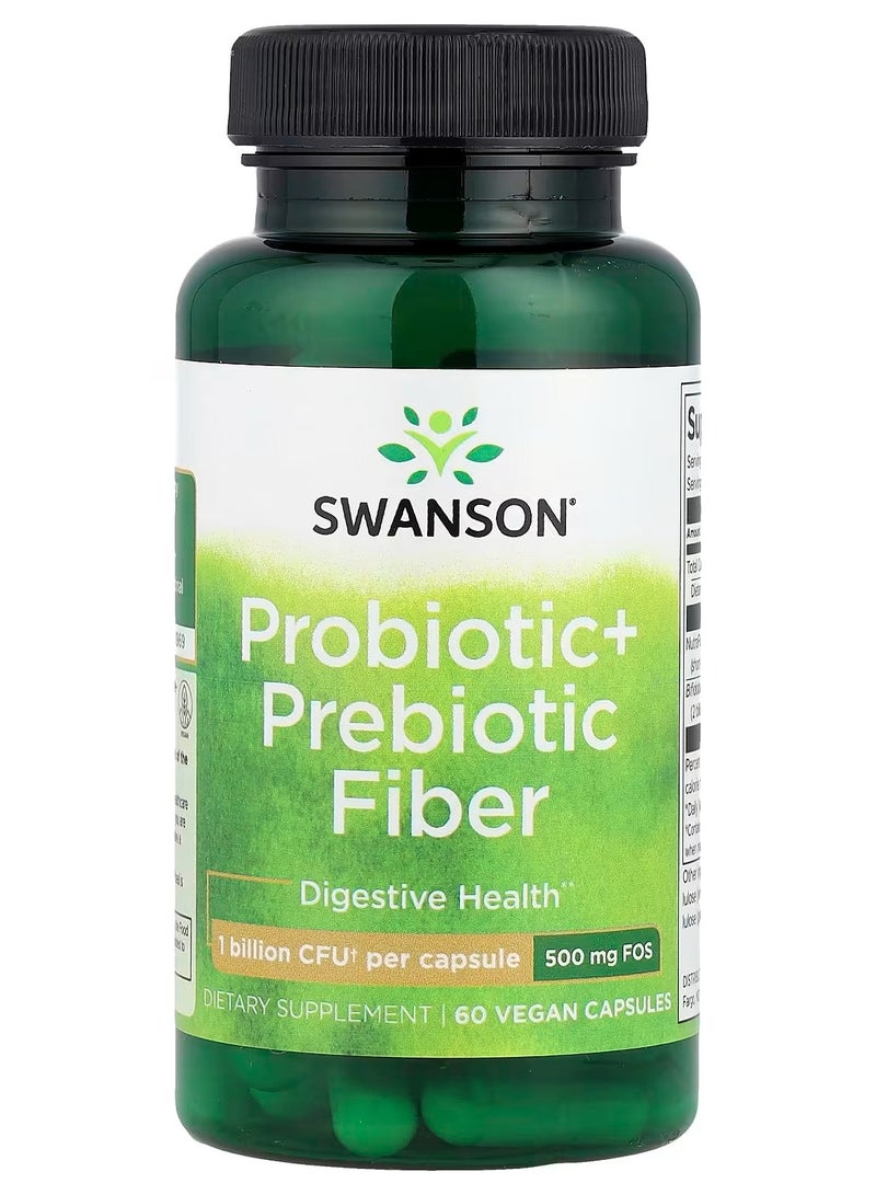 Swanson, بروبيوتيك + ألياف بريبايوتيك، 60 كبسولة نباتية