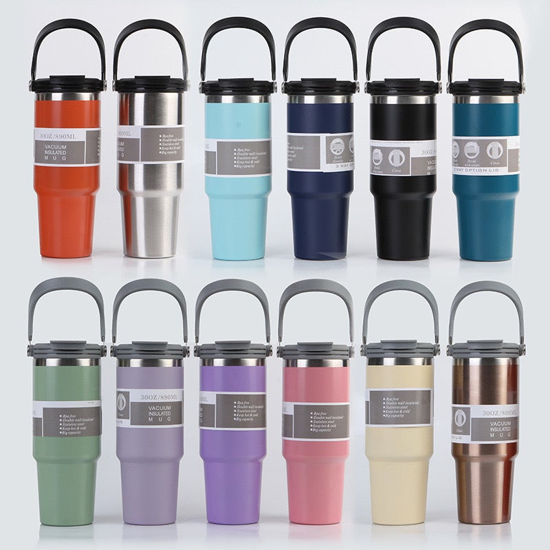304 Stainless Steel 30Oz Handle Cup Portable Car Thermos Cup Large Capacity Cold Sports Kettle - Image 3