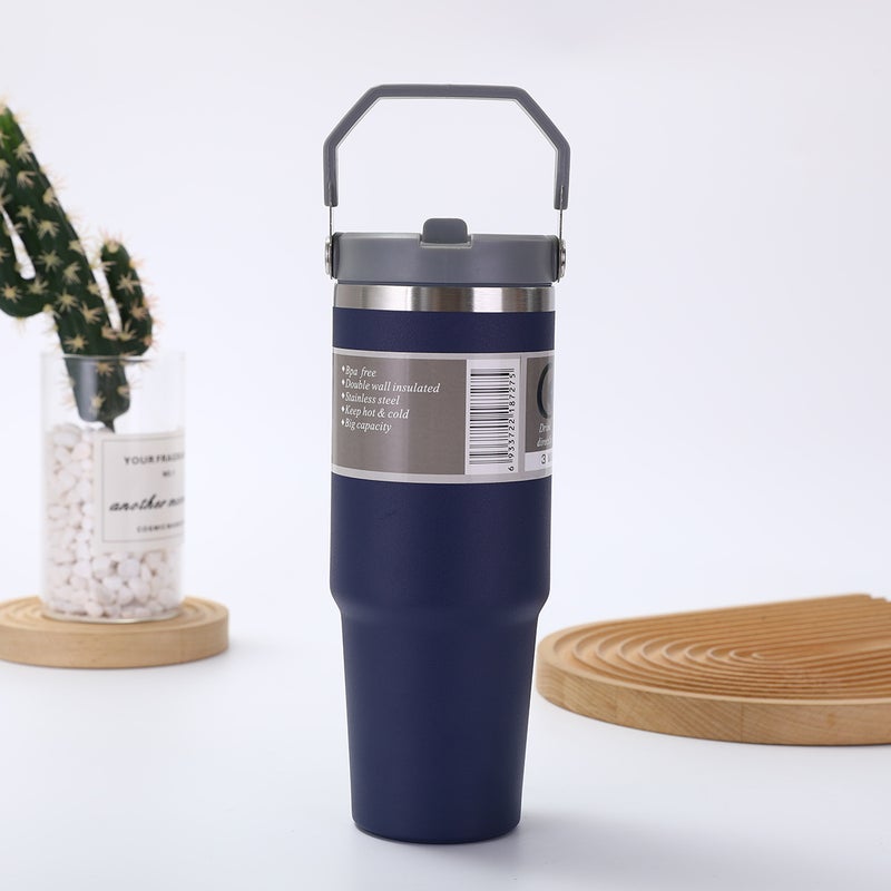 304 Stainless Steel 30Oz Handle Cup Portable Car Thermos Cup Large Capacity Cold Sports Kettle - Image 1