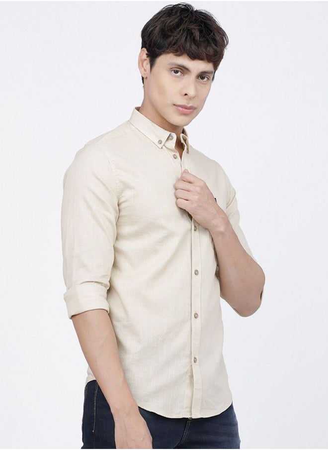 The Indian Garage Co Men Slim Fit Solid Full Sleeves Cutaway Collar Casual Shirt  - Image 3