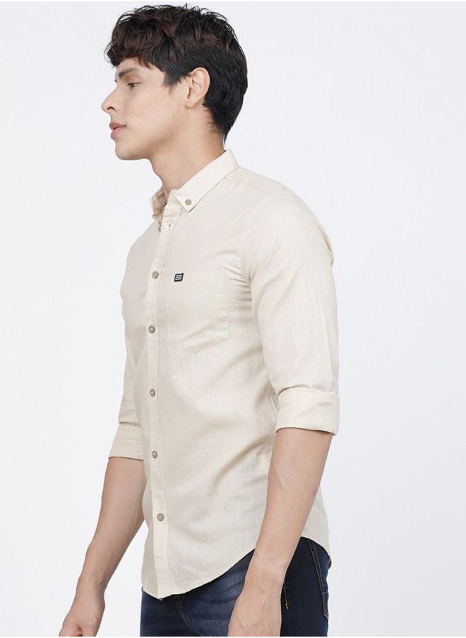 The Indian Garage Co Men Slim Fit Solid Full Sleeves Cutaway Collar Casual Shirt  - Image 4