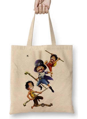 Print Shop One Piece Ace Sabo Luffy Cloth Bag Long Handle