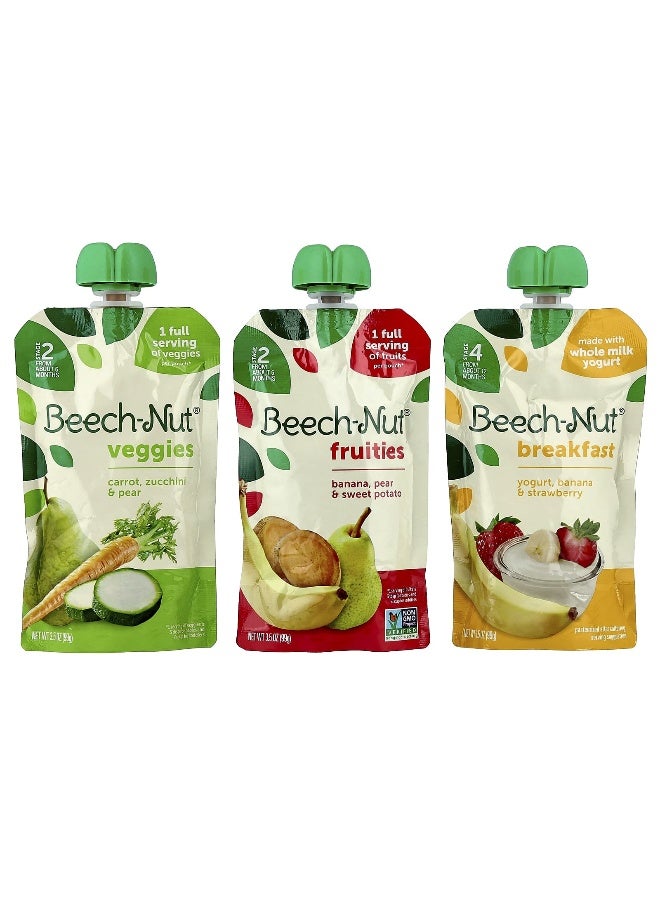 Beech-Nut, Favorite Flavors Variety Pack, 6+ Months & 12+ Months, 9 Pouches, 3.5 oz (99 g) Each - Image 3