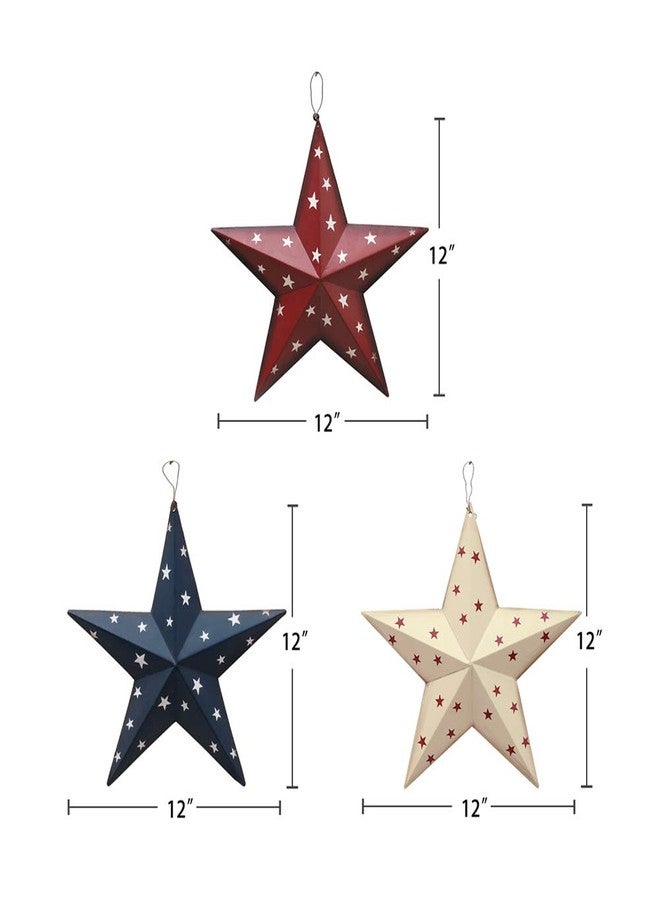 E-view Metal Barn Star Patriotic Home Decor Primitive Indoor Outdoor Wall Art Rustic Hanging Stars Decorations for Walls Fence Porch House July of 4th Decoration - Image 5
