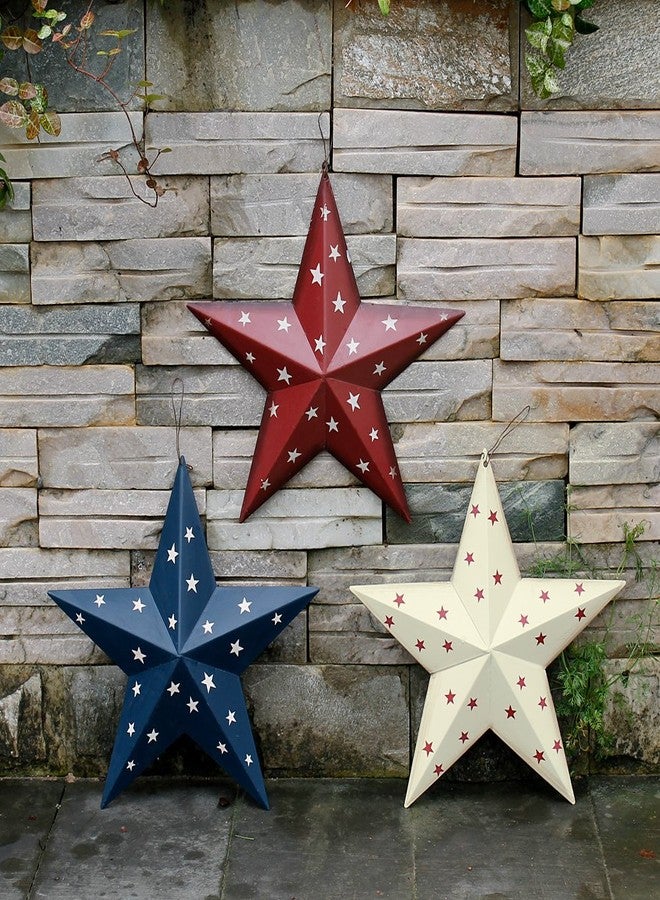 E-view Metal Barn Star Patriotic Home Decor Primitive Indoor Outdoor Wall Art Rustic Hanging Stars Decorations for Walls Fence Porch House July of 4th Decoration - Image 3