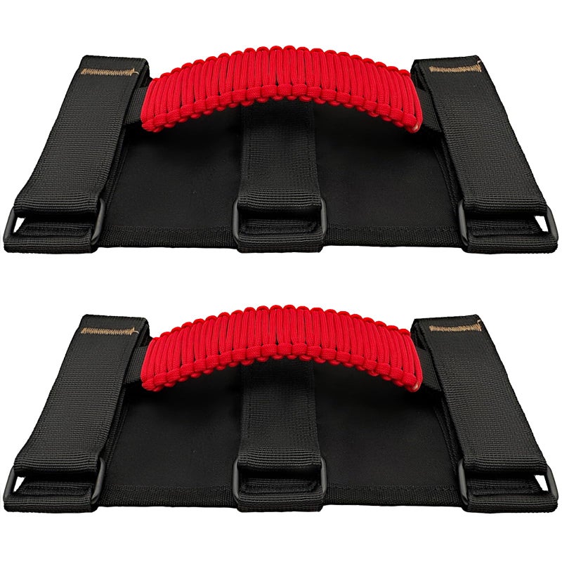 KKIKK Paracord Jeep Grab Handles 2 Pack Jeep Wrangler Roll Bar Grab Handles for JK TJ JL CJ YJ JKU JLU and Gladiator JT Wrangler Hardware Handle 19952023 Modles Red - Image 2