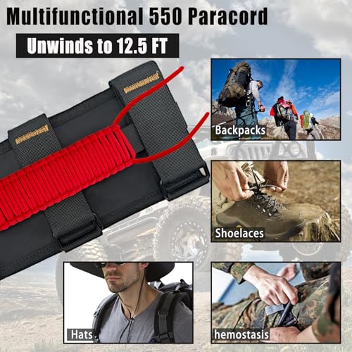 KKIKK Paracord Jeep Grab Handles 2 Pack Jeep Wrangler Roll Bar Grab Handles for JK TJ JL CJ YJ JKU JLU and Gladiator JT Wrangler Hardware Handle 19952023 Modles Red - Image 5