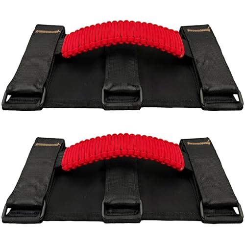 KKIKK Paracord Jeep Grab Handles 2 Pack Jeep Wrangler Roll Bar Grab Handles for JK TJ JL CJ YJ JKU JLU and Gladiator JT Wrangler Hardware Handle 19952023 Modles Red - Image 1
