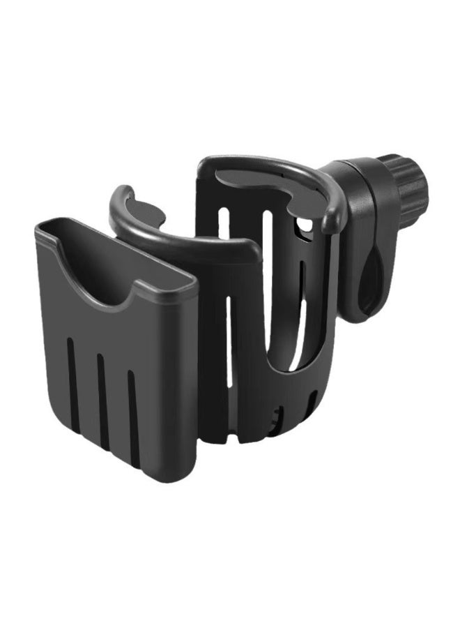 المحمل الثنائي المتكامل للكوب مع قاعدة محمل الهاتف للعربة الأطفال والدراجة والكرسي المتحرك والدراجة الهوائية، قابل للدوران بزاوية 360 درجة - اللون الأسود - Image 1