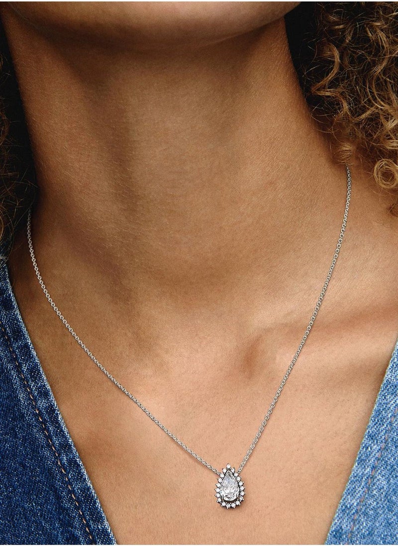 PANDORA Sparkling Pear Halo Collier Necklace  - Image 4