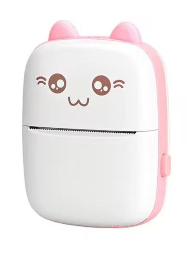 Mini Portable Thermal Printer with 1 Roll Paper Pink/White - Image 2