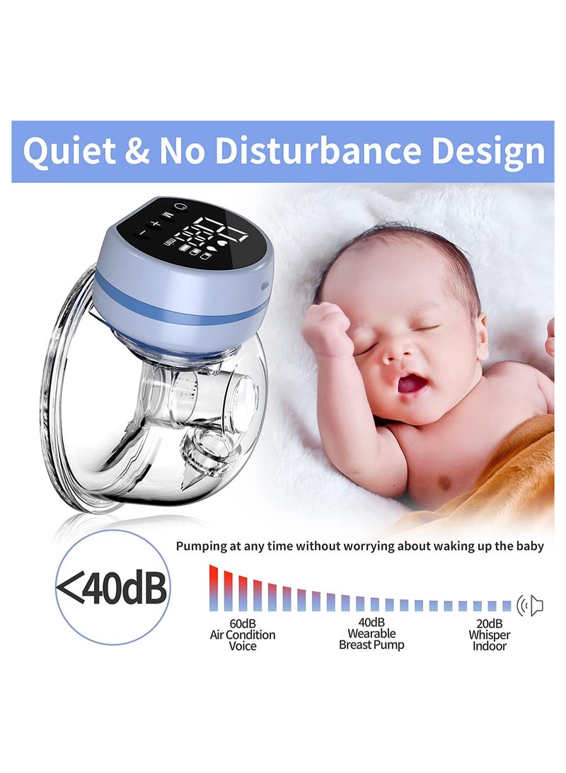 Wearable Breast Pump, Electric Breast Pump, Portable Hands Free Breast Pump with 3 Modes, 9 Levels, Wireless Breast Pump with Painless Breastfeeding, Low Noise  Rechargeable - Image 3