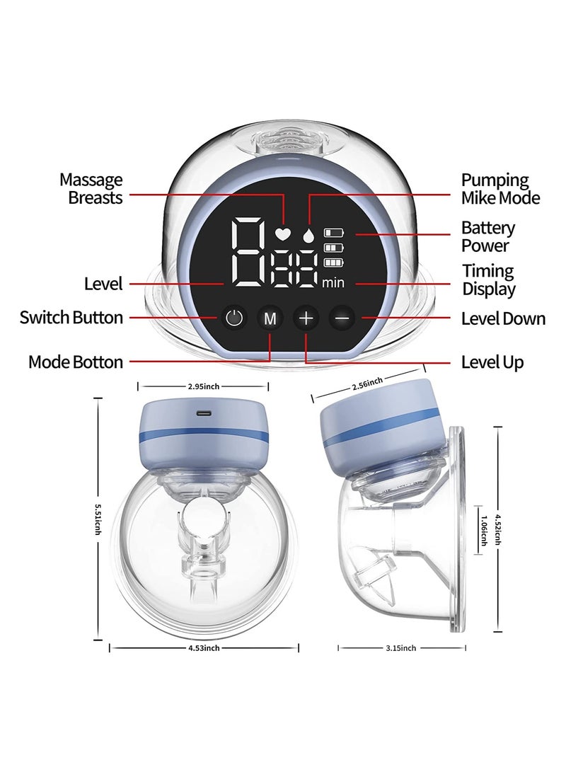 Wearable Breast Pump, Electric Breast Pump, Portable Hands Free Breast Pump with 3 Modes, 9 Levels, Wireless Breast Pump with Painless Breastfeeding, Low Noise  Rechargeable - Image 2