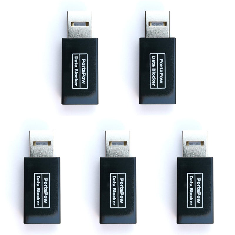 PortaPow USB Data Blocker (Black 5 Pack) - Protect Against Juice Jacking - Image 3