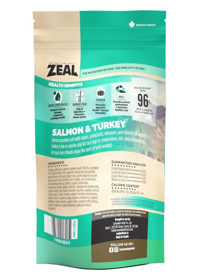 زيل وصفة ZEAL Canada للقطط بسمك السلمون والديك الرومي المجفف بالهواء - غذاء فائق غني بأوميغا 3، بروتين مزدوج، خالٍ من الحبوب، بدون مواد مالئة، تغذية كاملة (سلمون وديك رومي، 5 أونصة) - Image 2