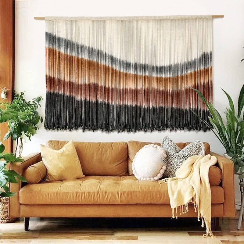 Flber Macrame Wall Hanging Macrame Wall Decor Large-Scale Tie-Dye Tapestry Living Home Room Wall Decor 57" Wx 35" L - Image 1