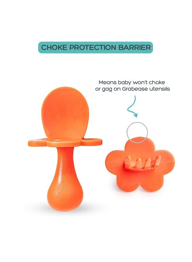 Grabease Baby and Toddler Self-Feeding Utensils – Spoon and Fork Set for Baby-Led Weaning – Made of Non-Toxic Plastic – Featuring Protective Barriers to Prevent Choking and Gagging - Image 3