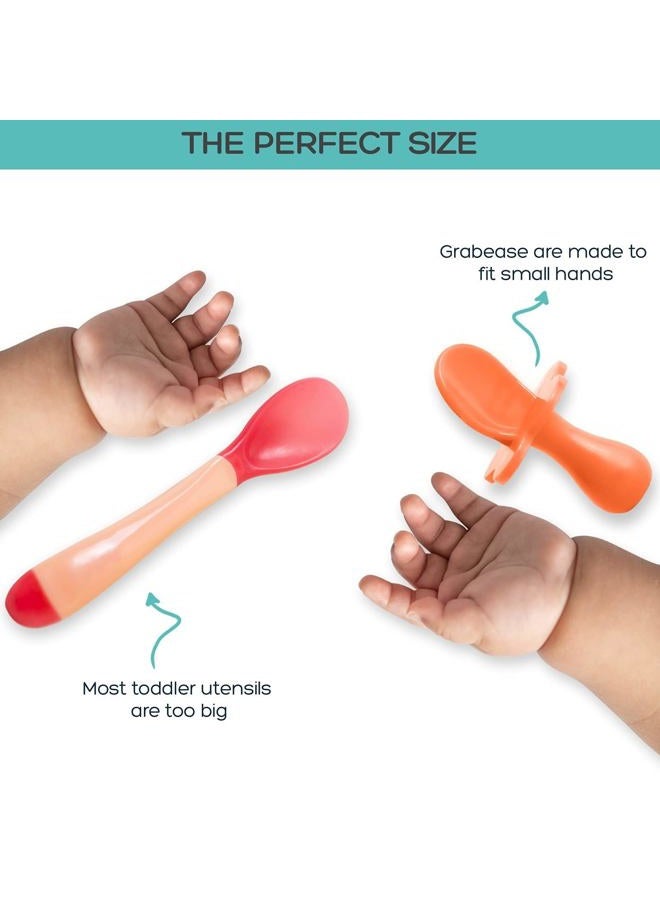 Grabease Baby and Toddler Self-Feeding Utensils – Spoon and Fork Set for Baby-Led Weaning – Made of Non-Toxic Plastic – Featuring Protective Barriers to Prevent Choking and Gagging - Image 5