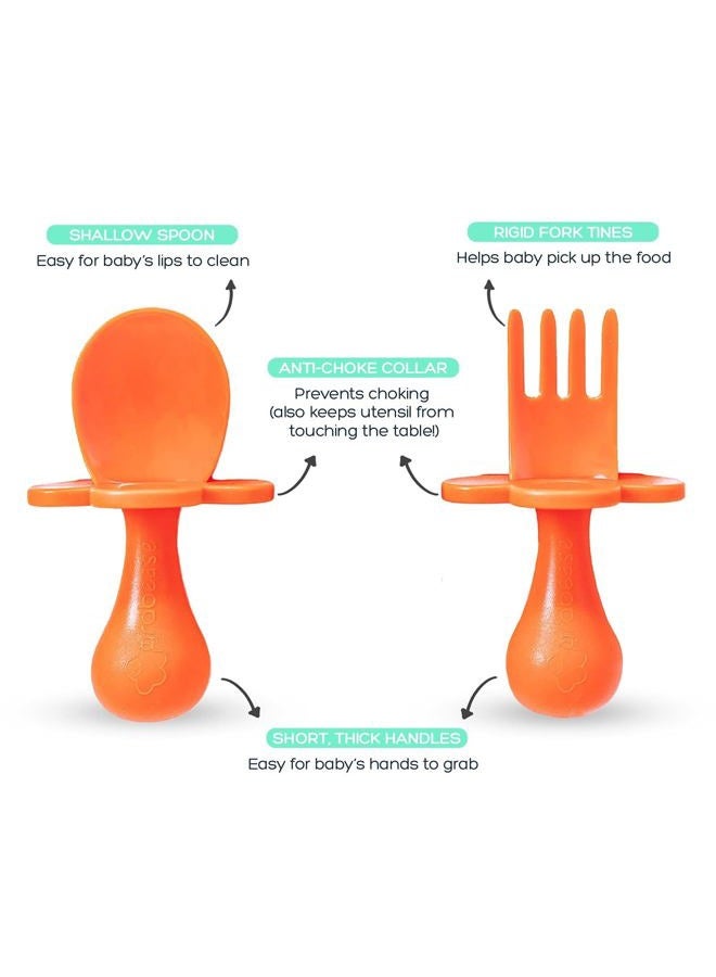 Grabease Baby and Toddler Self-Feeding Utensils – Spoon and Fork Set for Baby-Led Weaning – Made of Non-Toxic Plastic – Featuring Protective Barriers to Prevent Choking and Gagging - Image 4