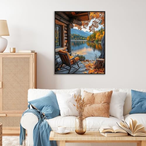 Camocin Paint by Numbers Kit for Adults Autumn Landscape Adult Paint by Number Kits on Canvas Without Frame for Beginner Mountains Lake Oil Painting by Numbers Kit for Gift Home Wall Decor 16x20 Inch - Image 3