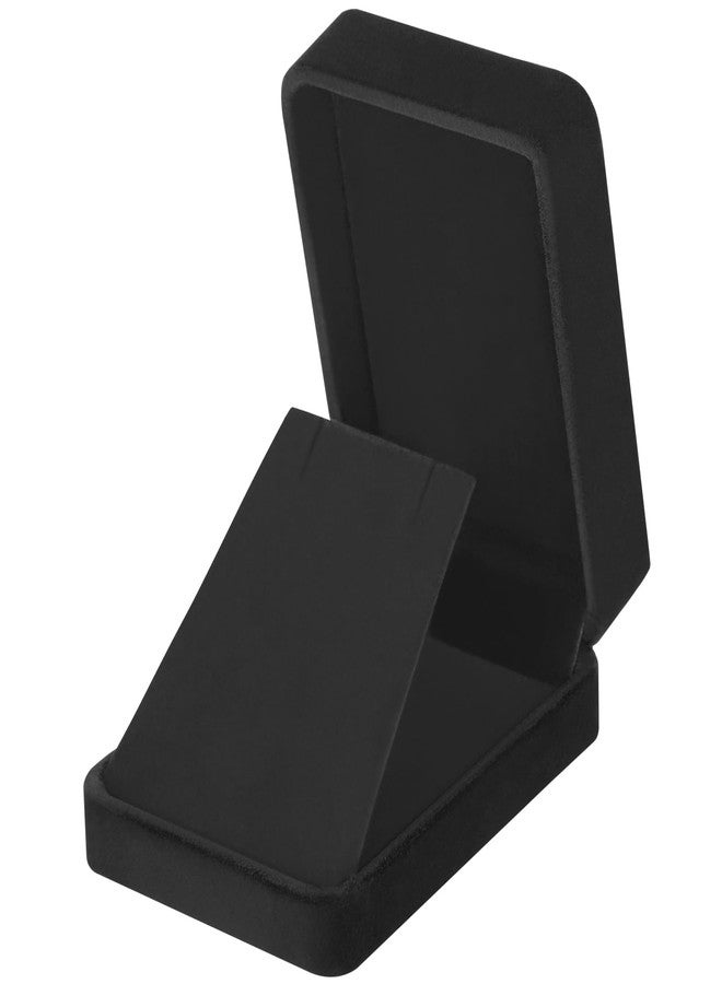 LETURE 2 Pieces Velvet Jewelry Gift Boxes for Necklace Pendant Earring Bracelet, Small Jewelry Storage Display Case for Christmas Wedding Engagement Birthday Anniversary (Black) - Image 3