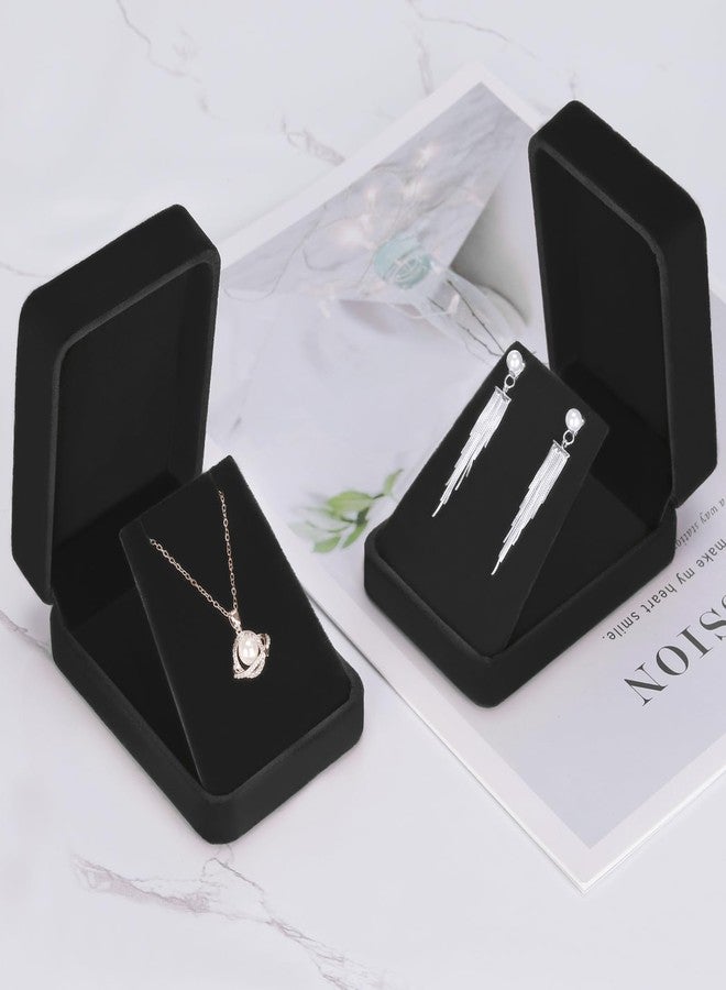 LETURE 2 Pieces Velvet Jewelry Gift Boxes for Necklace Pendant Earring Bracelet, Small Jewelry Storage Display Case for Christmas Wedding Engagement Birthday Anniversary (Black) - Image 4