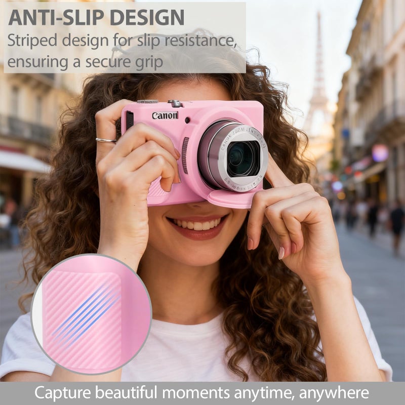 Frevyve Case for Canon G7X Mark III Camera, Soft Silicone Protective Case, Powershot G7X Mark III Sleeve with Removable Lens Cover & Screen Protector Accessories, Slim Fit, Anti-Scratch (Pink) - Image 2