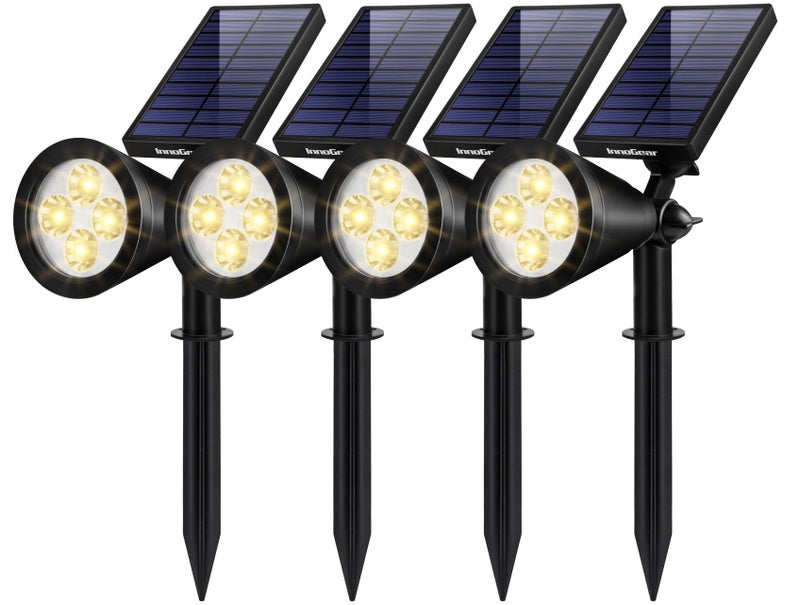 InnoGear Solar Lights Outdoor Waterproof Solar Garden Light for Outside Yard Landscape Lighting Pathway Spot Lights Spotlight Wall Light Auto On/Off, Pack of 4 (Warm White) - Image 1