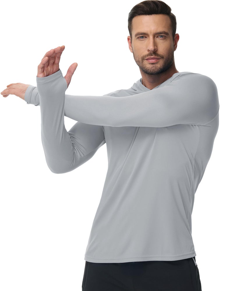 Boladeci Mens Rash Guard Long Sleeve Sun Protection Shirts Fishing Hoodies Swim Shirt UPF 50+ UV Protection Dry Fit Summer SPF Fishing Gear Gray XL - Image 2