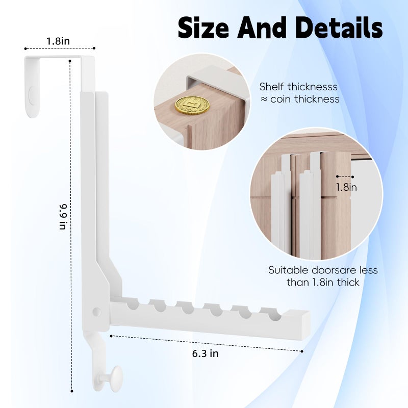 BAKON 2 Pack Over The Door Hanger Folding Clothes Drying Rack, Folding Hanging Coat Rack for Indoor Laundry Room Compact Small Space Foldable Portable Clothing Hanger Hook Collapsible (Wihte-2(Upgraded)) - Image 4