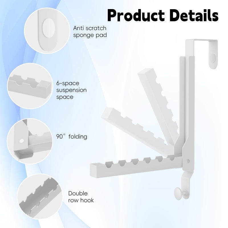 BAKON 2 Pack Over The Door Hanger Folding Clothes Drying Rack, Folding Hanging Coat Rack for Indoor Laundry Room Compact Small Space Foldable Portable Clothing Hanger Hook Collapsible (Wihte-2(Upgraded)) - Image 3