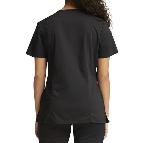 Cherokee WW Revolution by Cherokee WW610 Women's Mock Wrap Scrub Top, Black, M - Image 2