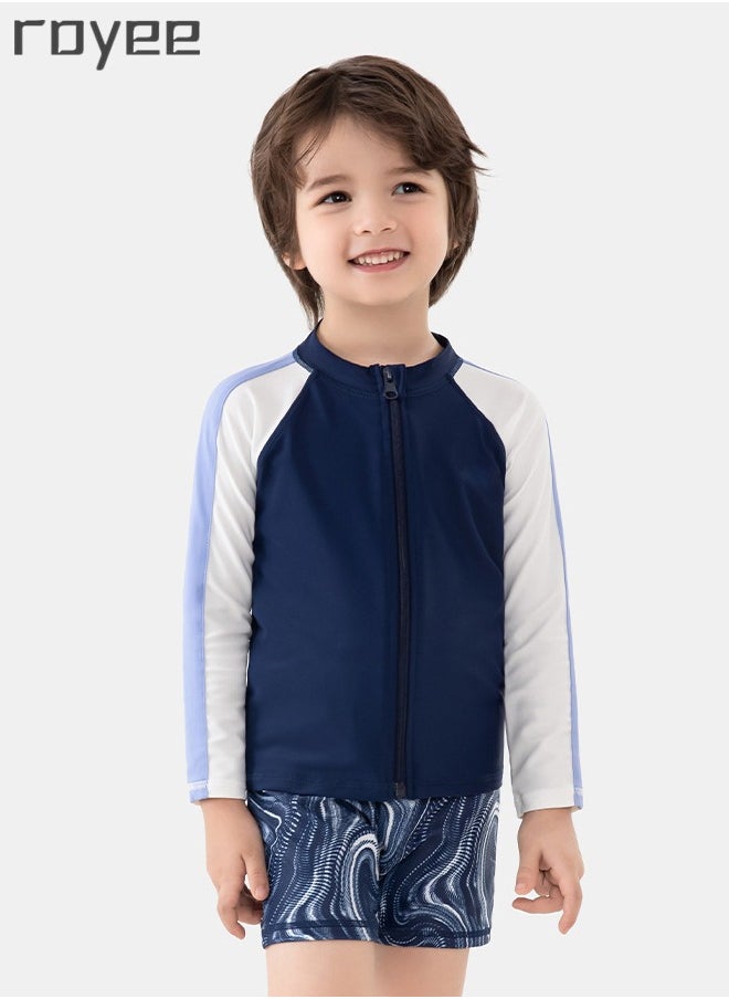Royee 3-Piece Boys Split Long Sleeved Swimsuit With Swim Cap Suit for Toddler/Junior/Youth Aged 2-12 Years boys  - Image 2