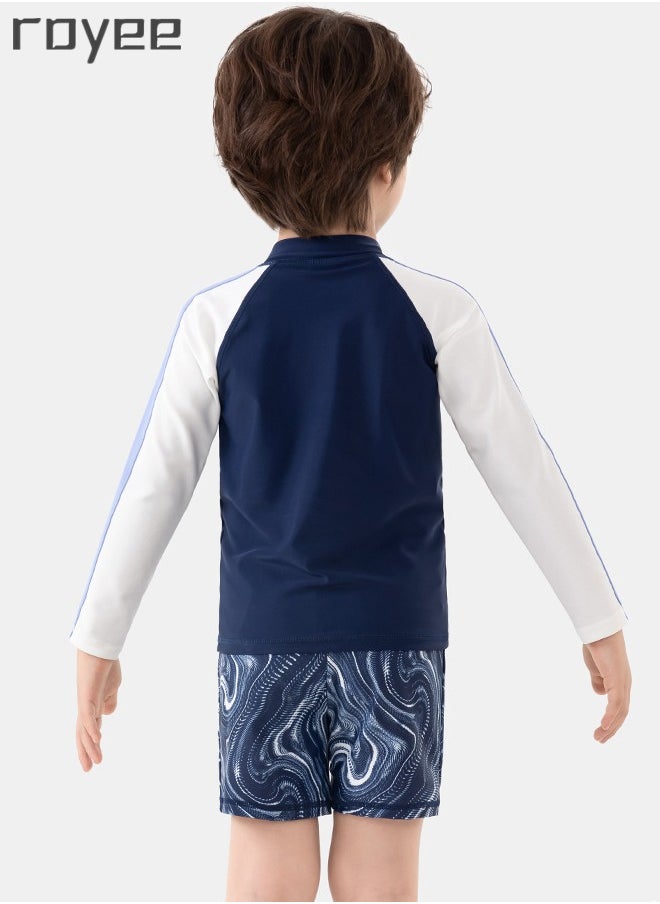 Royee 3-Piece Boys Split Long Sleeved Swimsuit With Swim Cap Suit for Toddler/Junior/Youth Aged 2-12 Years boys  - Image 4