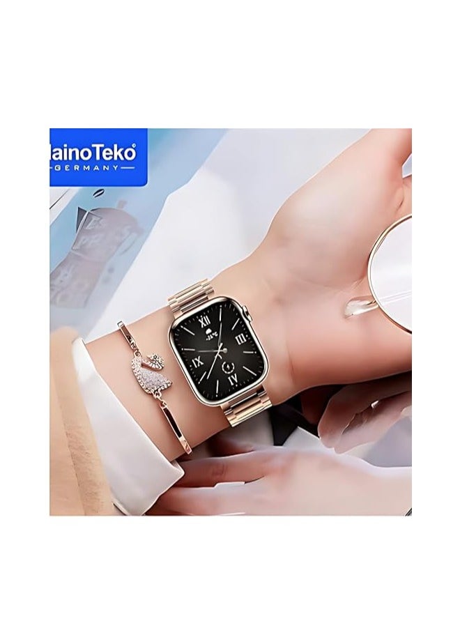 Haino Teko - G9 Mini Rose Gold Edition Ladies Smart Watch with Three Set Strap and Stylish Bracelet Combo - Image 1