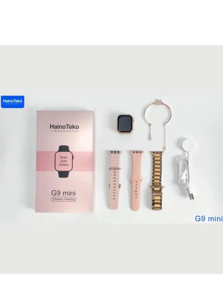 Haino Teko - G9 Mini Rose Gold Edition Ladies Smart Watch with Three Set Strap and Stylish Bracelet Combo - Image 1