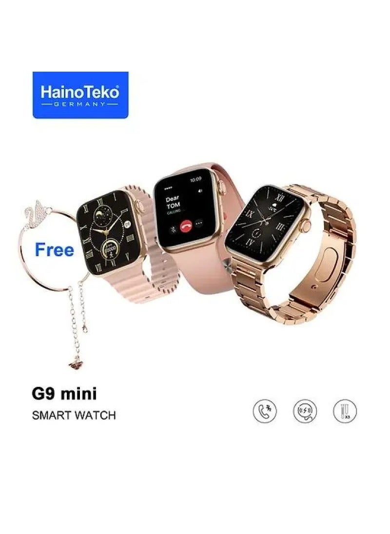 Haino Teko - G9 Mini Rose Gold Edition Ladies Smart Watch with Three Set Strap and Stylish Bracelet Combo - Image 1