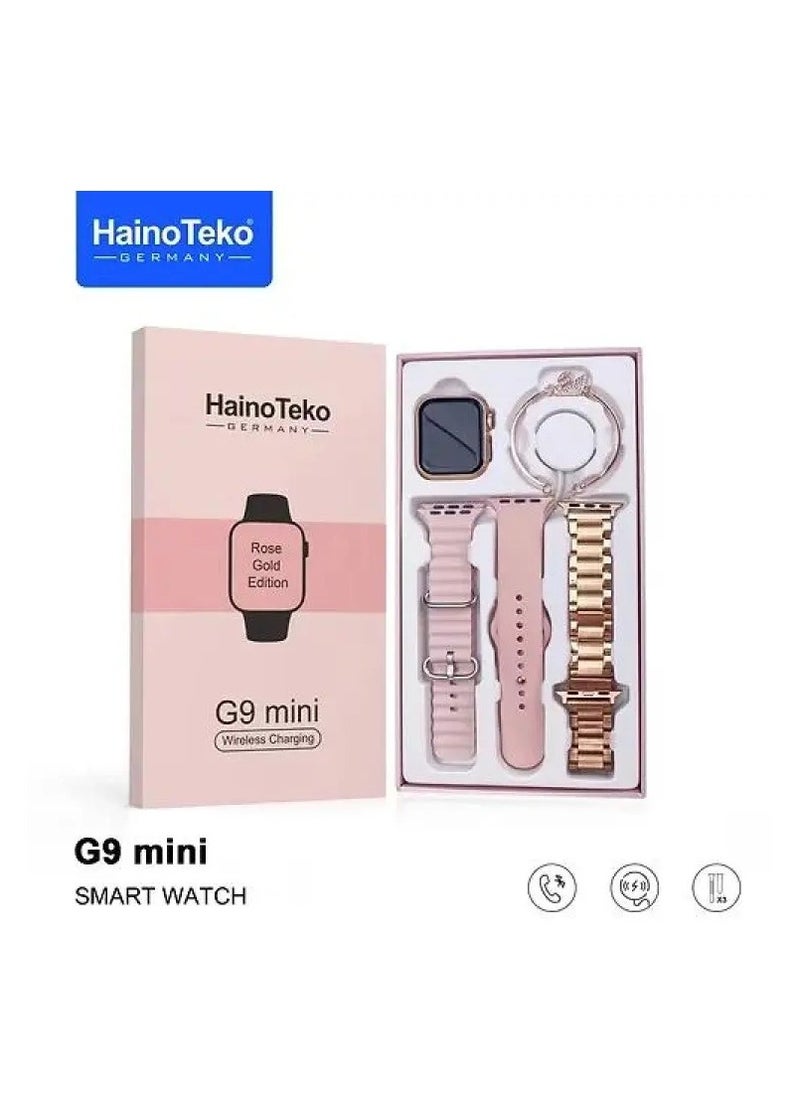 Haino Teko - G9 Mini Rose Gold Edition Ladies Smart Watch with Three Set Strap and Stylish Bracelet Combo - Image 1