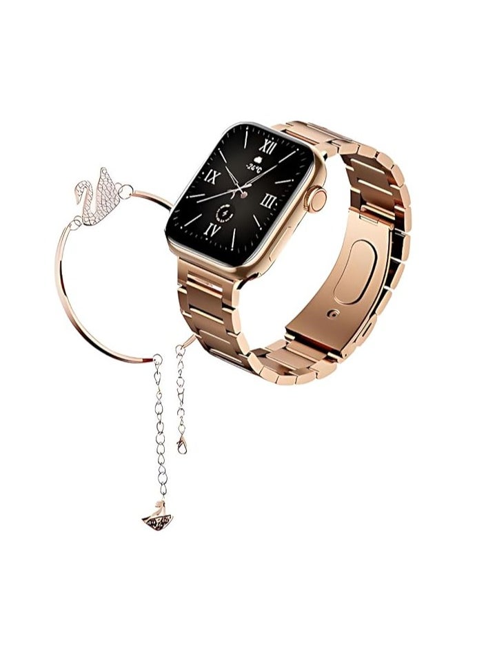 Haino Teko - G9 Mini Rose Gold Edition Ladies Smart Watch with Three Set Strap and Stylish Bracelet Combo - Image 1