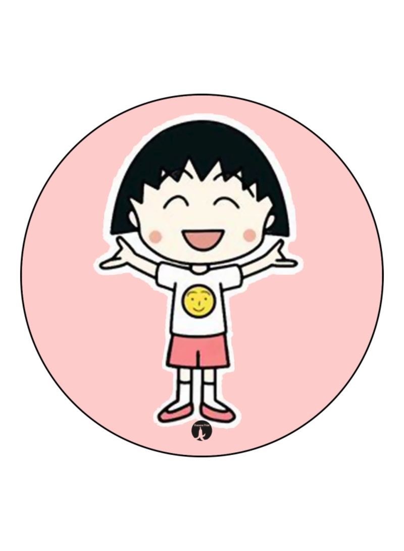 RKN Anime Chibi Maruko Chan Themed Printed Badge Pink/Black/Yellow - Image 1