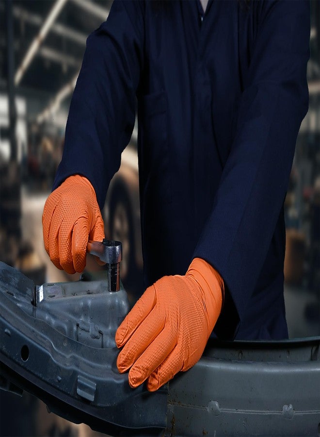 GLOVEWORKS قفازات GLOVEWORKS الصناعية البرتقالية للاستخدام مرة واحدة، قفازات نتريل مبطنة بنسيج مخملي، بنقشة ماسية بارزة، 8 مل، مقاس كبير جدًا، علبة من 50 قفازًا - Image 5
