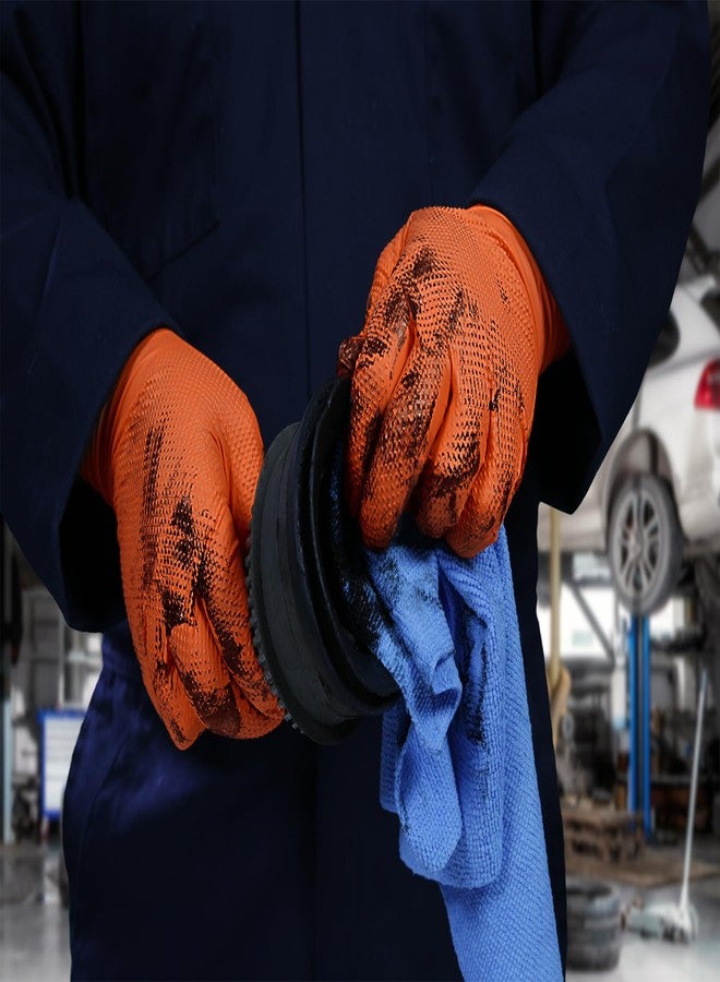 GLOVEWORKS قفازات GLOVEWORKS الصناعية البرتقالية للاستخدام مرة واحدة، قفازات نتريل مبطنة بنسيج مخملي، بنقشة ماسية بارزة، 8 مل، مقاس كبير جدًا، علبة من 50 قفازًا - Image 3