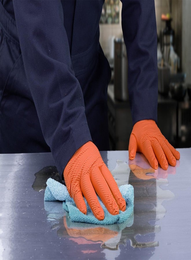 GLOVEWORKS قفازات GLOVEWORKS الصناعية البرتقالية للاستخدام مرة واحدة، قفازات نتريل مبطنة بنسيج مخملي، بنقشة ماسية بارزة، 8 مل، مقاس كبير جدًا، علبة من 50 قفازًا - Image 4