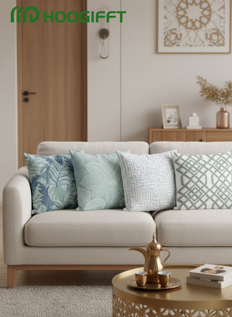 HOOGIFFT Cushion Covers Set of 4, Throw Pillow Cover, Abstract Modern Decorative Couch Pillow Case 45cm x 45cm, For Living Room Sofa Car Couch Bed Pillowcases 18x18 inches (Double sided pattern) - Image 2