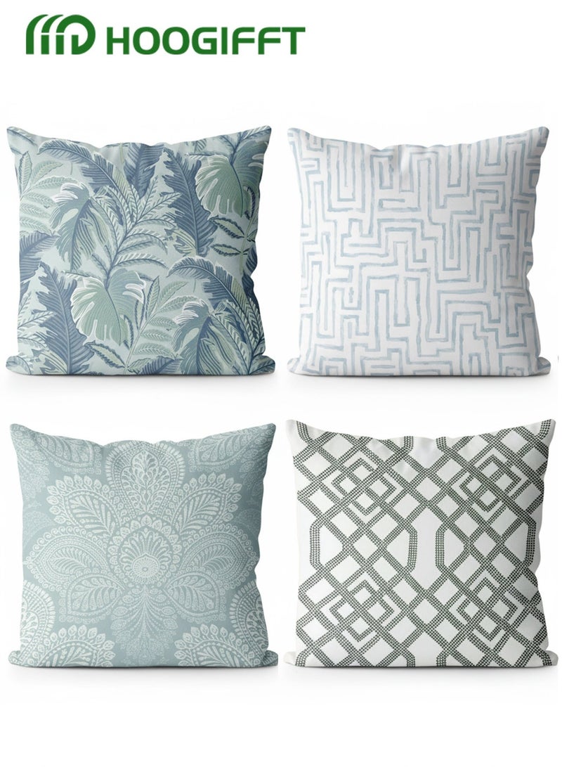 HOOGIFFT Cushion Covers Set of 4, Throw Pillow Cover, Abstract Modern Decorative Couch Pillow Case 45cm x 45cm, For Living Room Sofa Car Couch Bed Pillowcases 18x18 inches (Double sided pattern) - Image 1