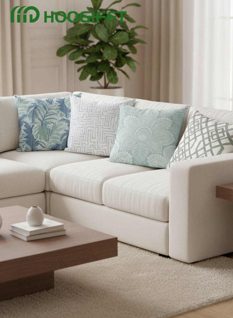 HOOGIFFT Cushion Covers Set of 4, Throw Pillow Cover, Abstract Modern Decorative Couch Pillow Case 45cm x 45cm, For Living Room Sofa Car Couch Bed Pillowcases 18x18 inches (Double sided pattern) - Image 4